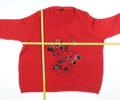Disney x George Women’s Red Minnie Mouse Christmas Jumper Size 24