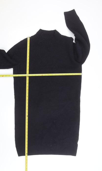 Marks and Spencer Men's Black Wool Blend Mock Neck Jumper M