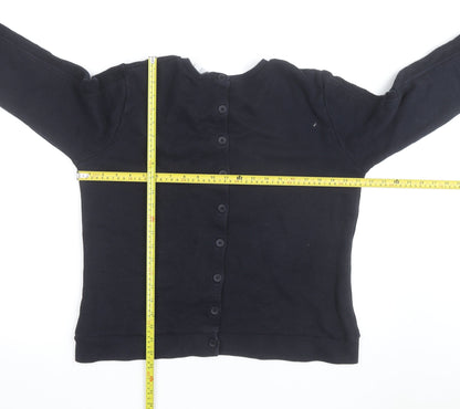 White Label Women Black Size M Button Back Cardigan Jumper