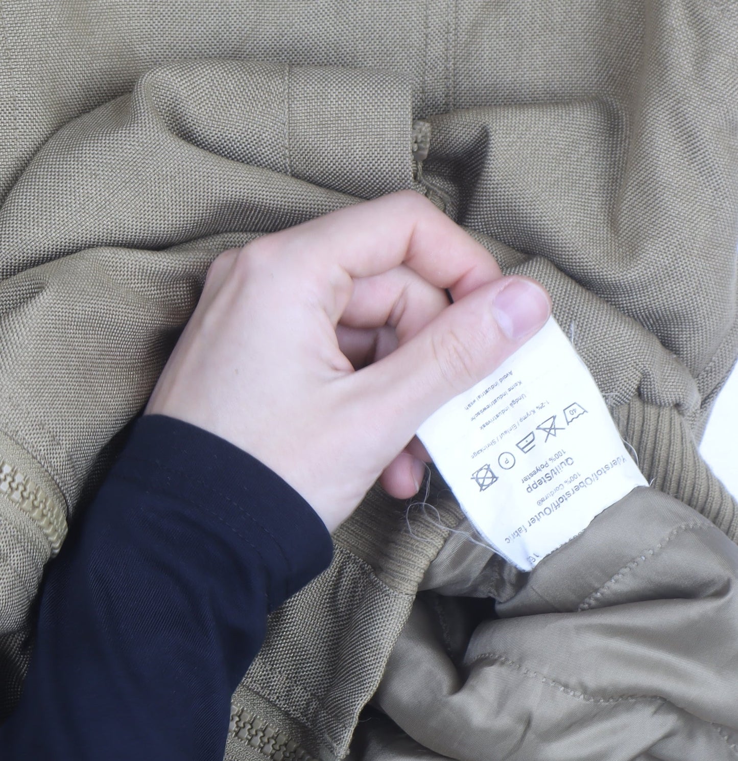 Mascot Men's Beige L Bomber Jacket Cotton Blend Full Zip Workwear