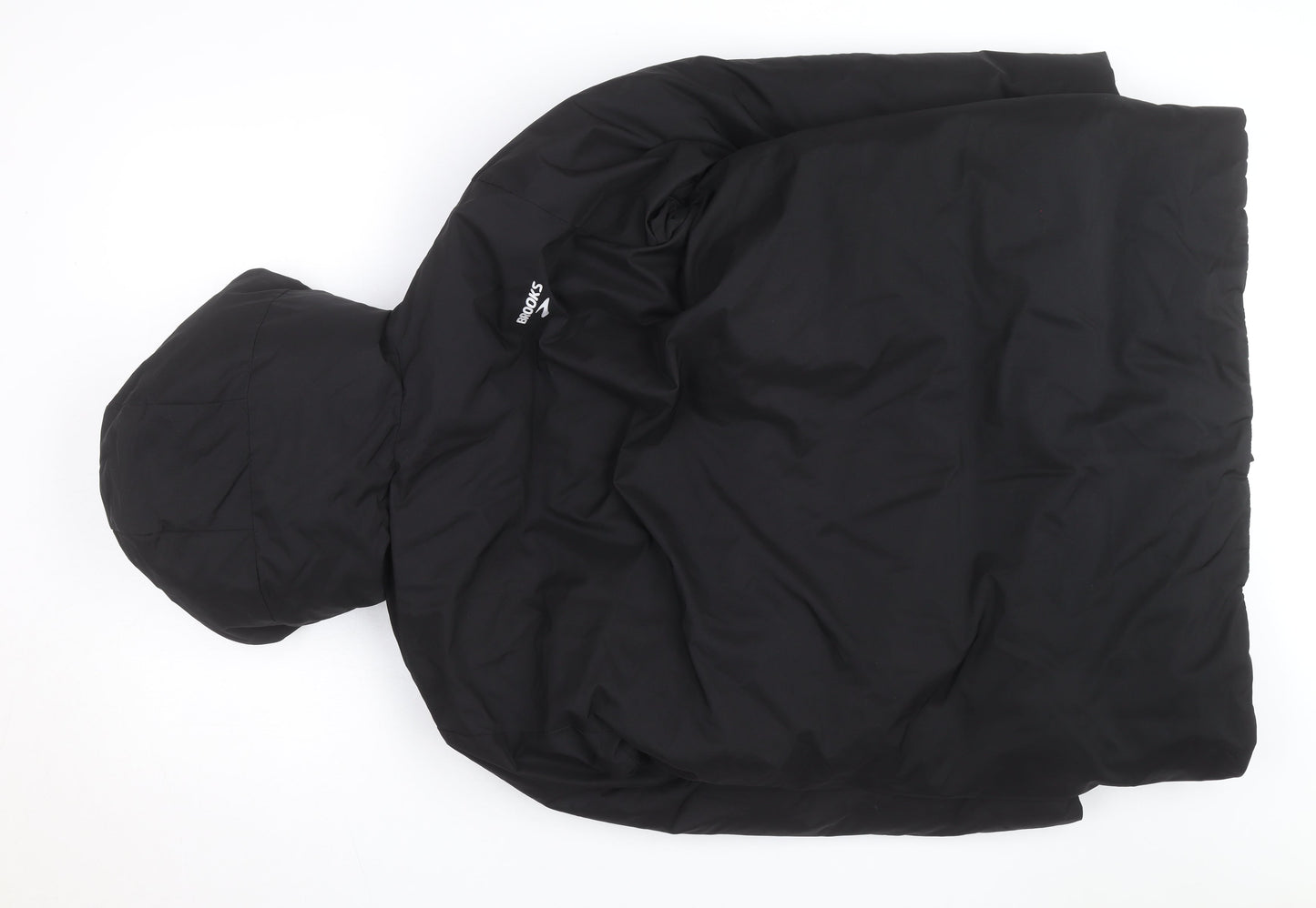 Brooks Men's Black Hooded Puffer Jacket M Winter Warm