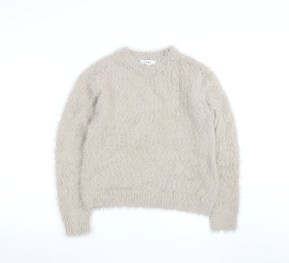 Marks and Spencer Men’s Beige Fluffy Knit Crew Neck Jumper Size S
