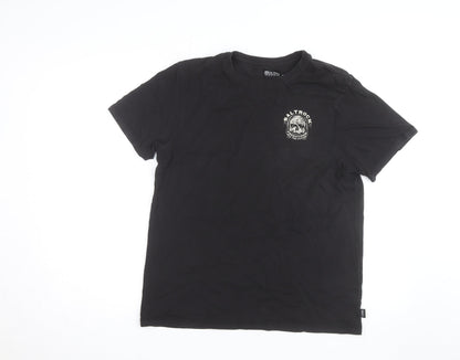 Saltrock Men's Black Graphic Skull Short Sleeve Cotton T-Shirt M