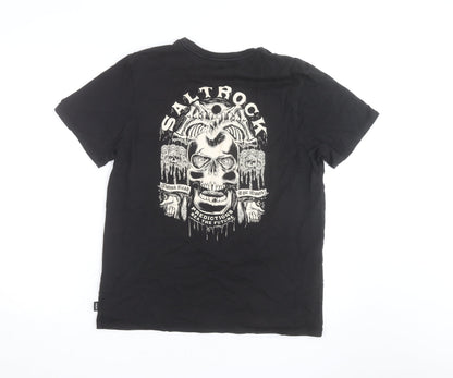 Saltrock Men's Black Graphic Skull Short Sleeve Cotton T-Shirt M