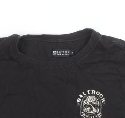 Saltrock Men's Black Graphic Skull Short Sleeve Cotton T-Shirt M