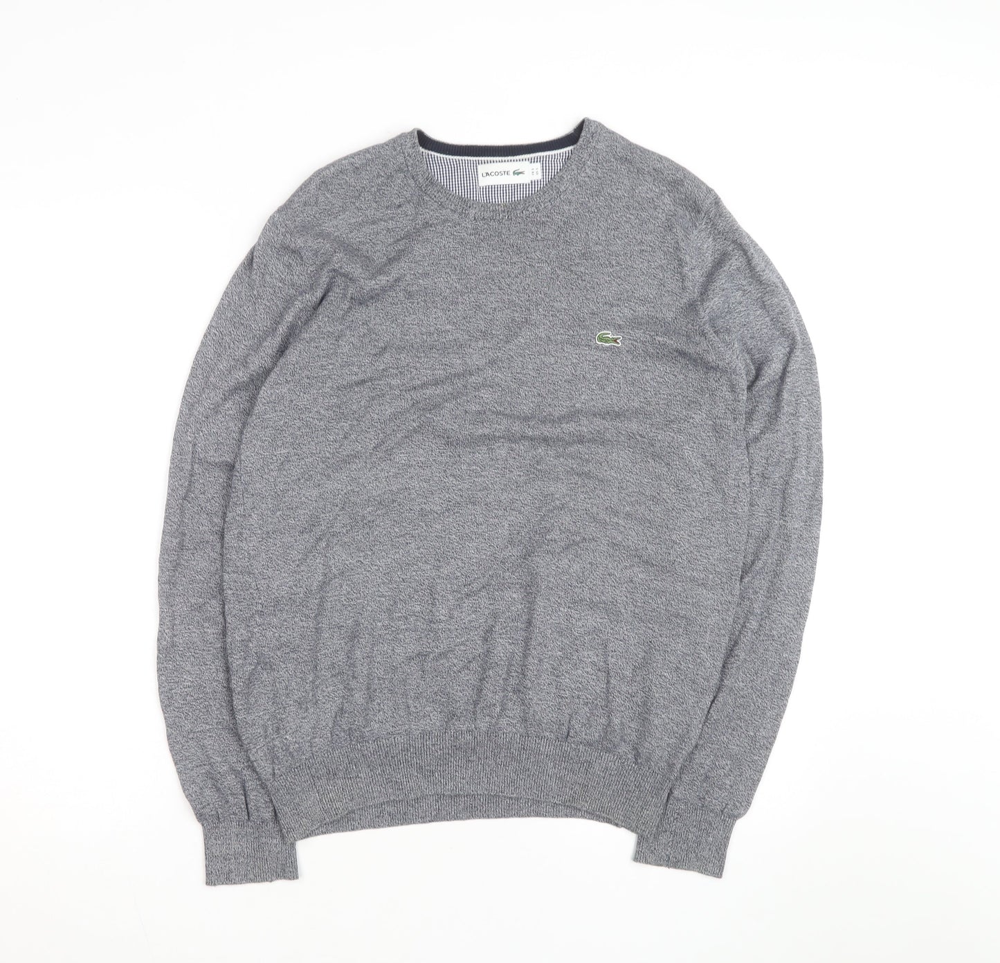 Lacoste Men's Grey Cotton Crew Neck Jumper Size S