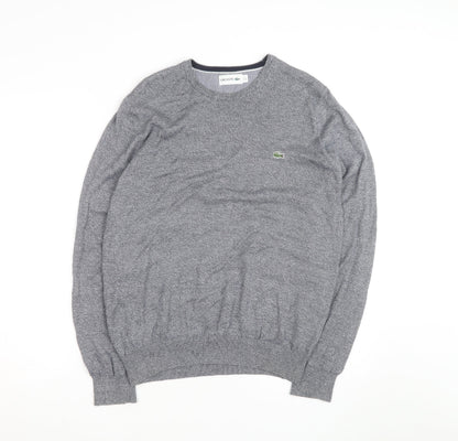 Lacoste Men's Grey Cotton Crew Neck Jumper Size S