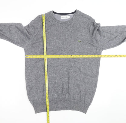 Lacoste Men's Grey Cotton Crew Neck Jumper Size S