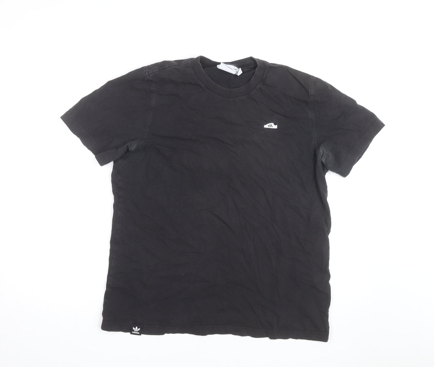 Adidas Mens Black Crew Neck Short Sleeve Cotton T-Shirt Size M