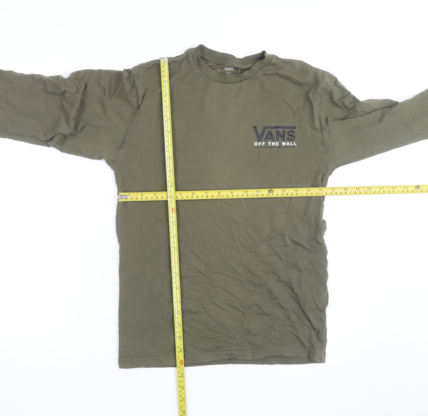 Vans Men's Green Classic Fit Long Sleeve Cotton T-Shirt Size S
