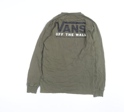 Vans Men's Green Classic Fit Long Sleeve Cotton T-Shirt Size S