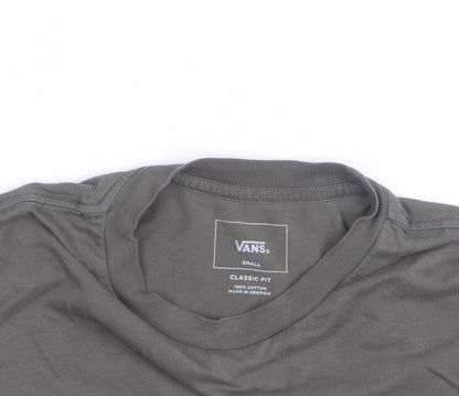 Vans Men's Green Classic Fit Long Sleeve Cotton T-Shirt Size S