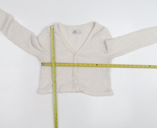 Hollister Women Ivory XS Cardigan V-Neck Long Sleeve Soft Knit