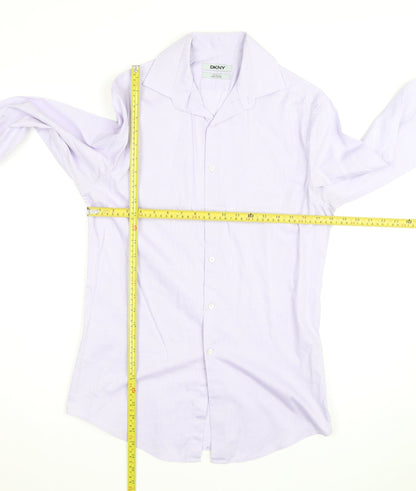 DKNY Women's Purple Slim Fit Long Sleeve Button-Up Shirt M