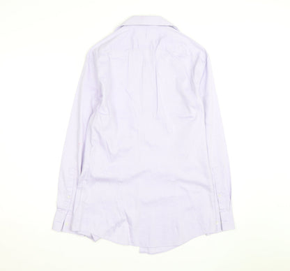 DKNY Women's Purple Slim Fit Long Sleeve Button-Up Shirt M