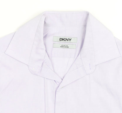 DKNY Women's Purple Slim Fit Long Sleeve Button-Up Shirt M
