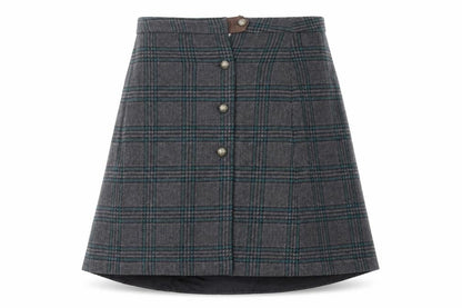 Alice Collins Women’s Grey Check Wool Blend A-Line Skirt Size 12