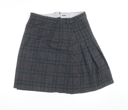 Alice Collins Women’s Grey Check Wool Blend A-Line Skirt Size 12