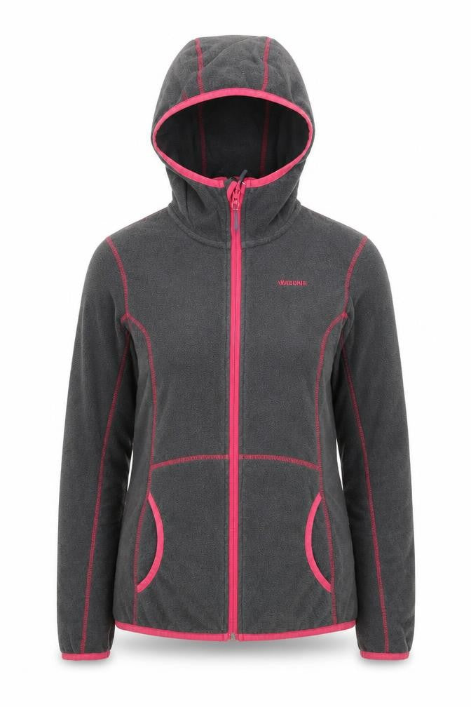 Ayacucho Women Grey Pink Full Zip Fleece Hoodie Size M