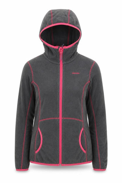 Ayacucho Women Grey Pink Full Zip Fleece Hoodie Size M
