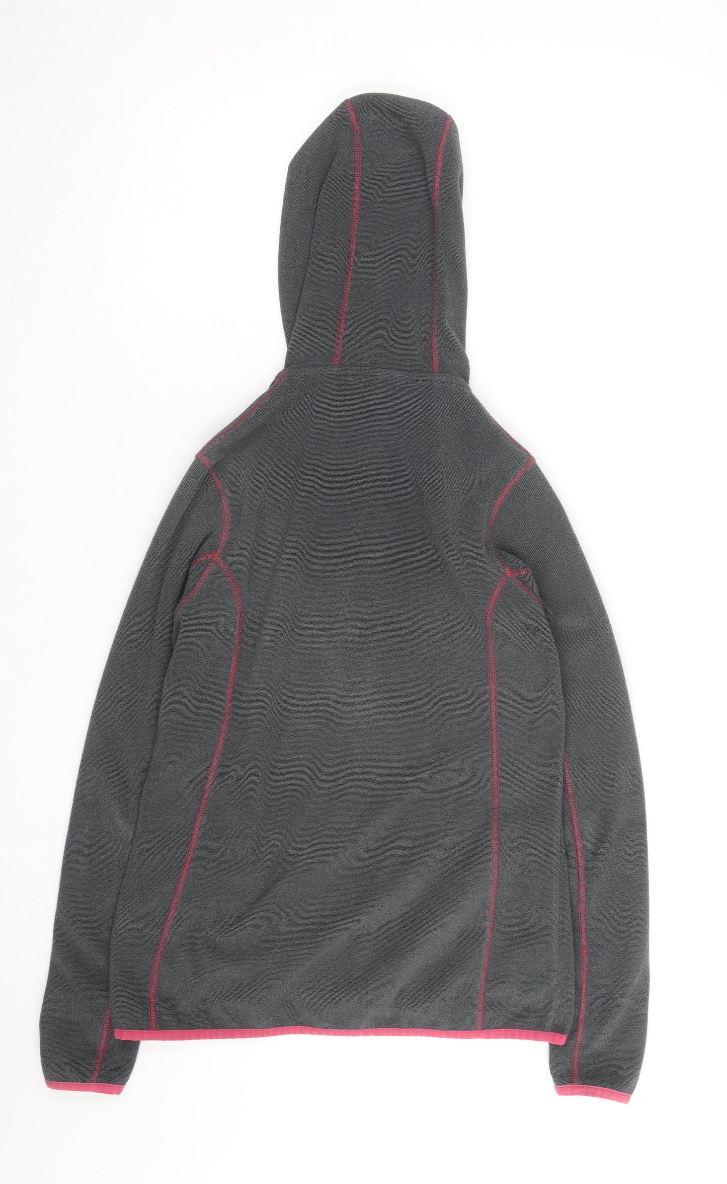 Ayacucho Women Grey Pink Full Zip Fleece Hoodie Size M