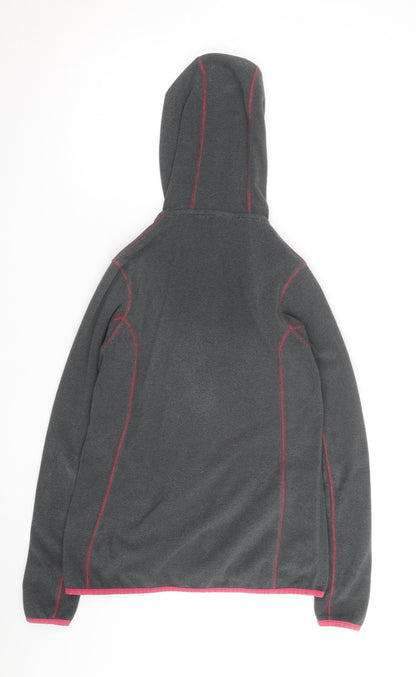 Ayacucho Women Grey Pink Full Zip Fleece Hoodie Size M