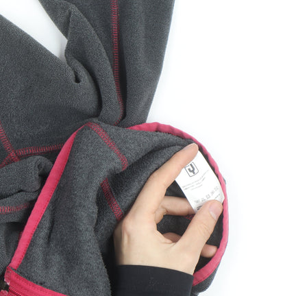 Ayacucho Women Grey Pink Full Zip Fleece Hoodie Size M