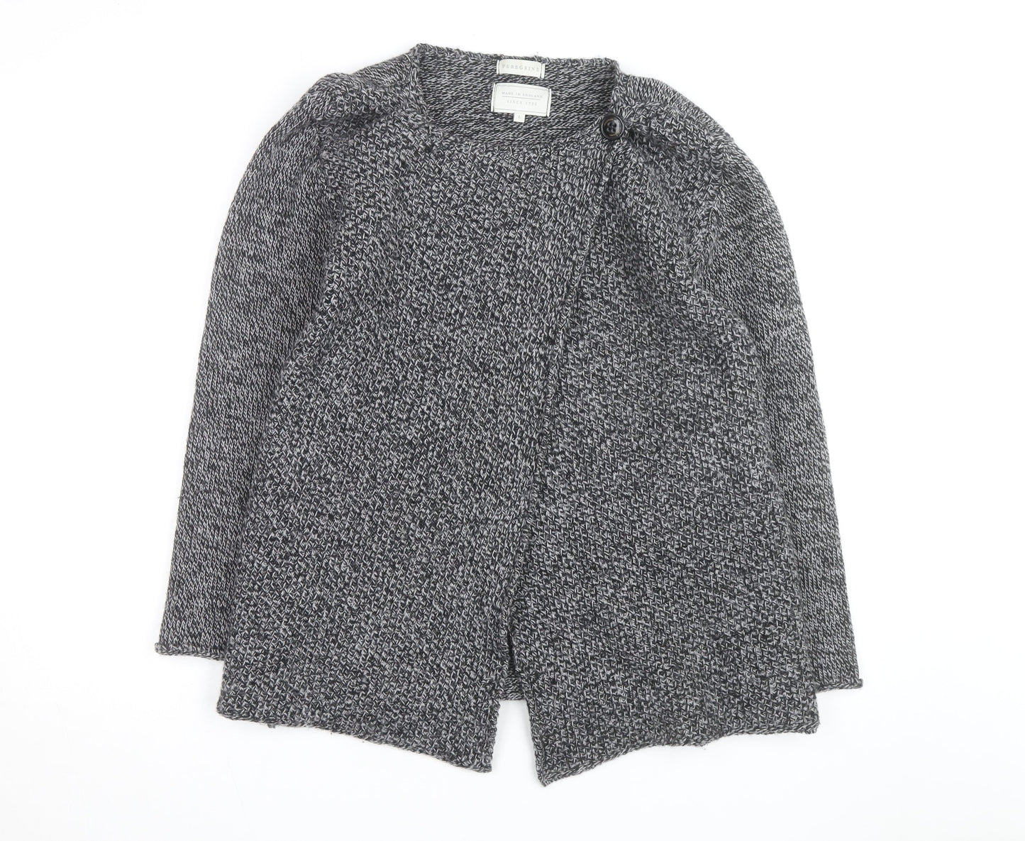 Peregrine Women Grey Wool Cardigan L Long Sleeve Knitted Sweater