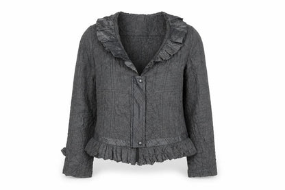 Libra Women’s Grey Ruffle Long Sleeve Blouse Size 14