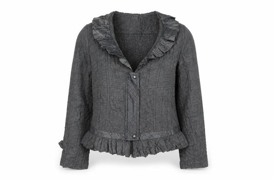 Libra Women’s Grey Ruffle Long Sleeve Blouse Size 14
