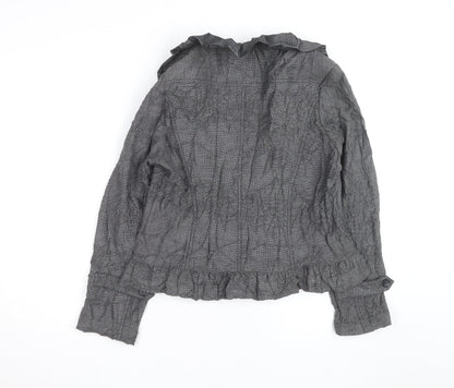 Libra Women’s Grey Ruffle Long Sleeve Blouse Size 14