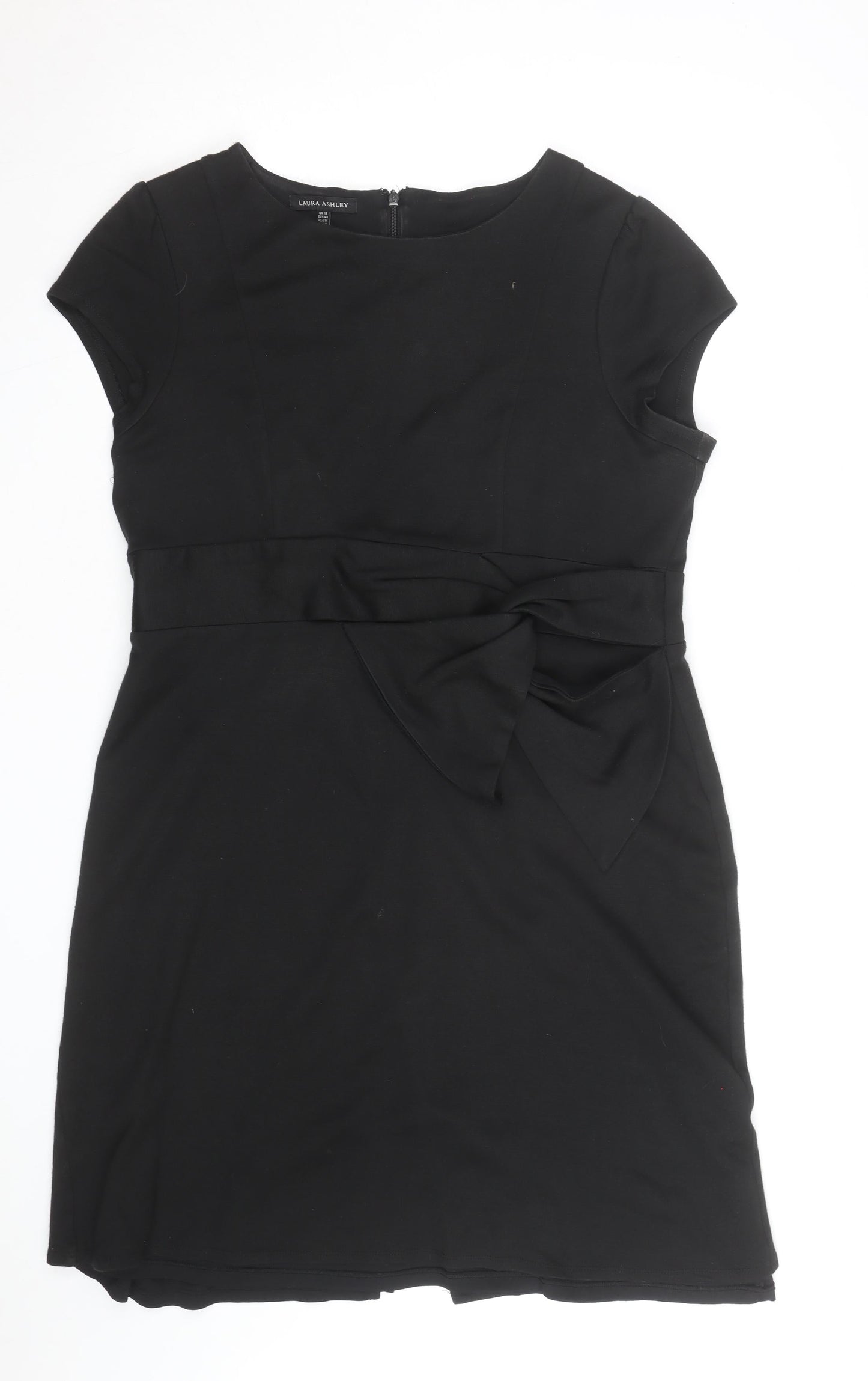 Laura Ashley Women's Black Size 8 Bow Sheath Knee Length Dress