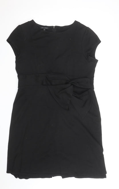 Laura Ashley Women's Black Size 8 Bow Sheath Knee Length Dress