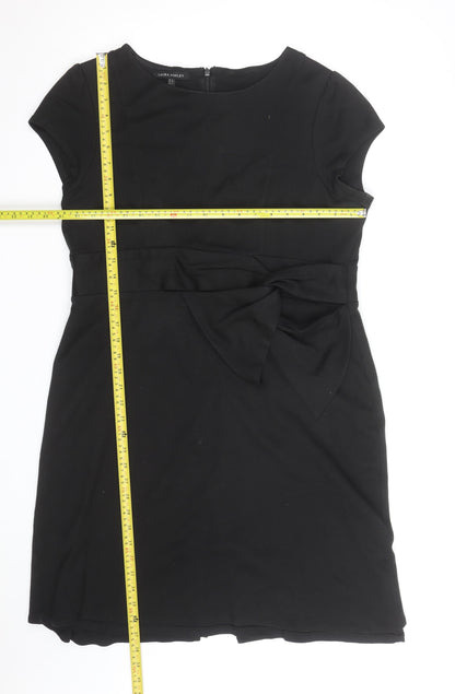 Laura Ashley Women's Black Size 8 Bow Sheath Knee Length Dress