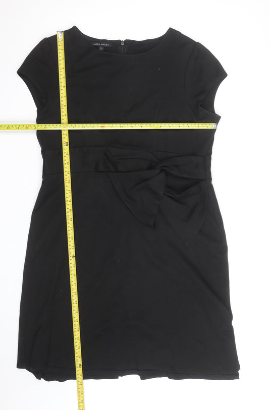 Laura Ashley Women's Black Size 8 Bow Sheath Knee Length Dress