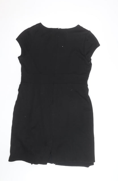 Laura Ashley Women's Black Size 8 Bow Sheath Knee Length Dress
