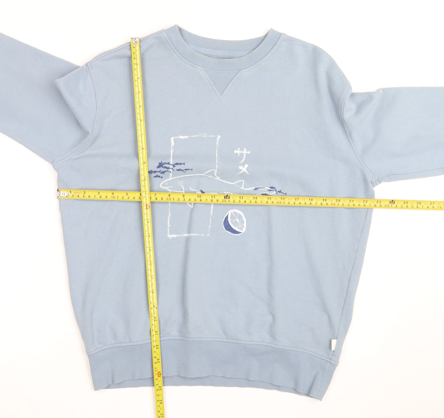 Marks and Spencer Men's Blue Shark Graphic Pullover Sweatshirt Medium