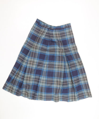 Kangol Australia Women's Blue Plaid Pleated Knee Length Skirt Size 8