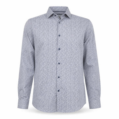 Charles Tyrwhitt Men Blue Floral Slim Fit Cotton Long Sleeve Shirt 15.5