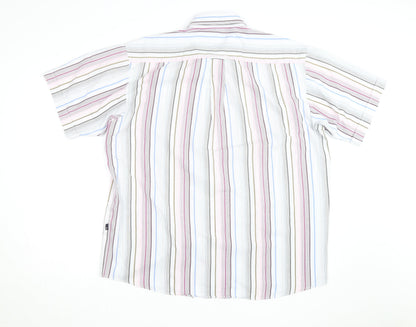 Meantime Men's Multicoloured Striped Short Sleeve Button-Up Shirt XL