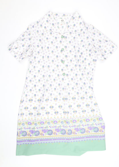 C&A Women’s White Floral Collared Shirt Dress Size 24