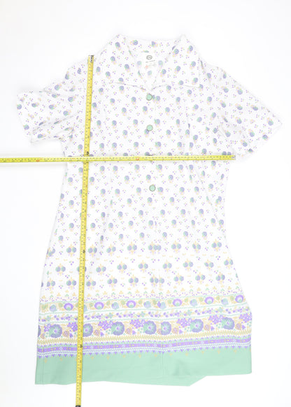 C&A Women’s White Floral Collared Shirt Dress Size 24