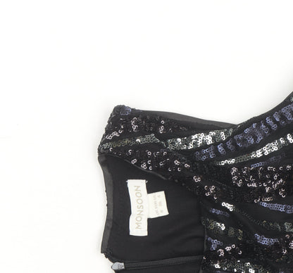 Monsoon Women’s Black Sequin Shift Party Dress Size 8