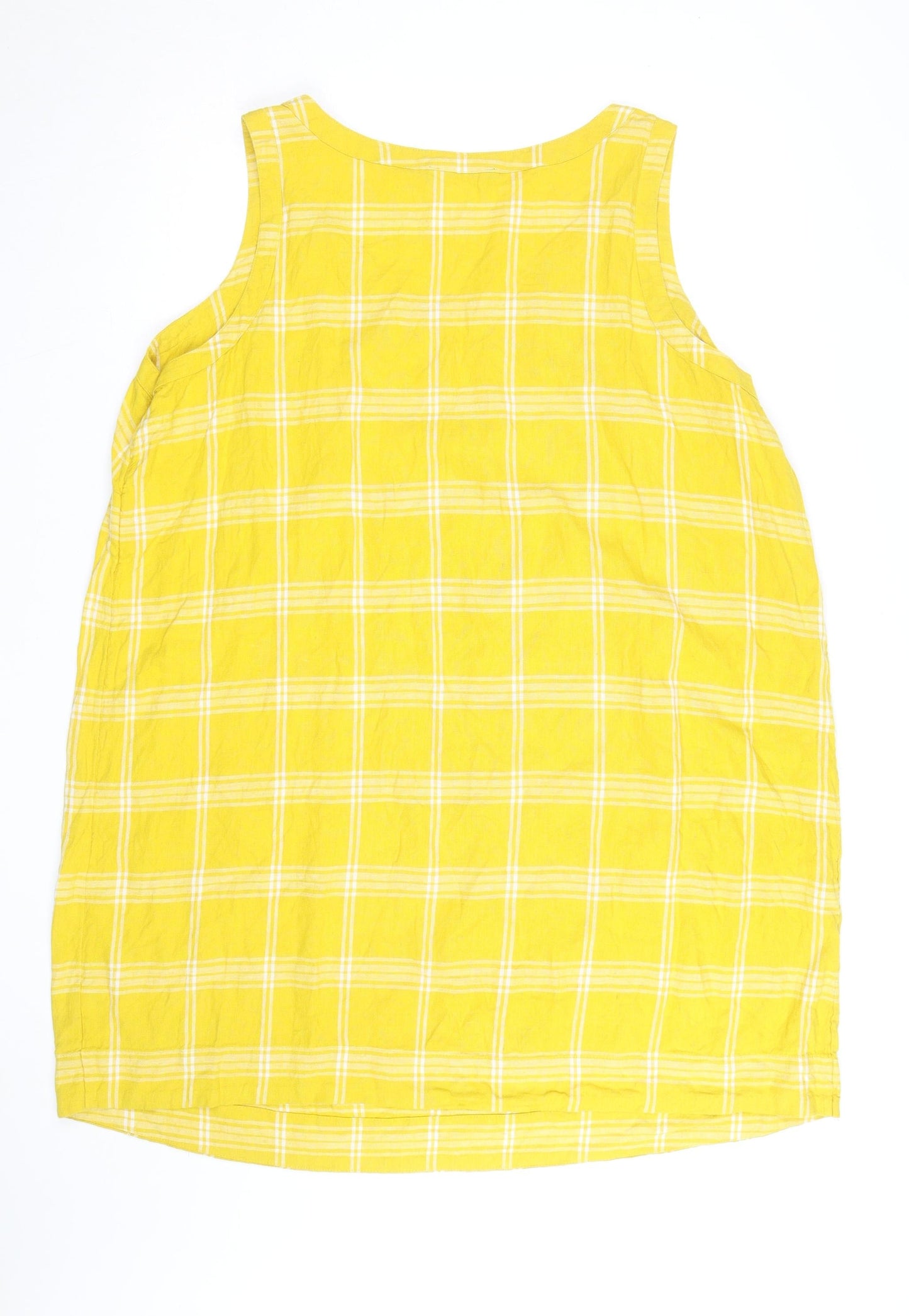 Marks and Spencer Women Yellow Check Linen Shift Dress Size 24