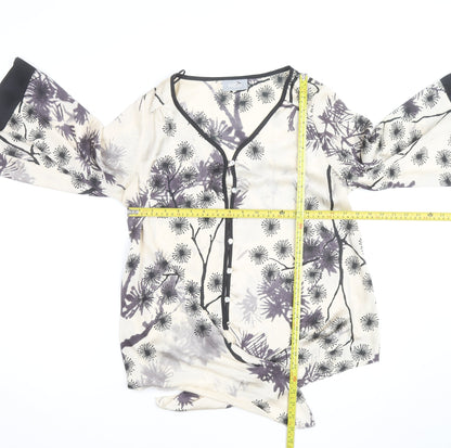 Wallis Women’s Ivory Floral Kimono Blouse Size S Button Front