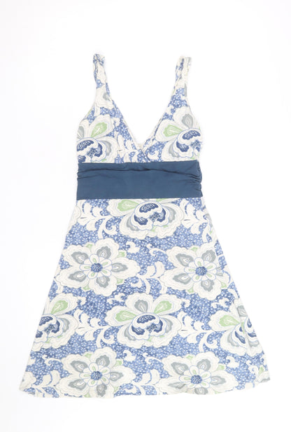 Patagonia Women Blue Floral A-Line Knee Length Cotton Dress S