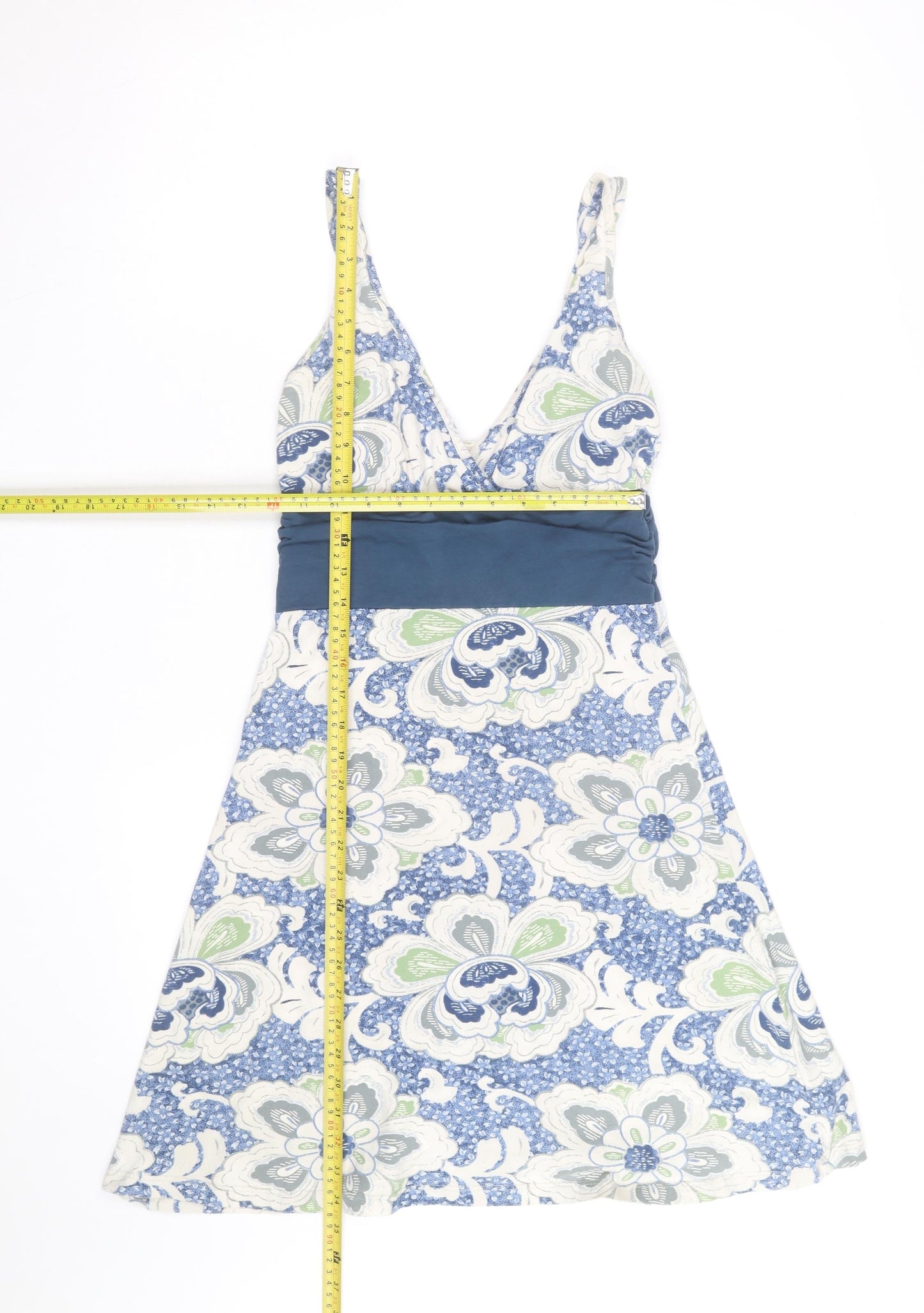Patagonia Women Blue Floral A-Line Knee Length Cotton Dress S