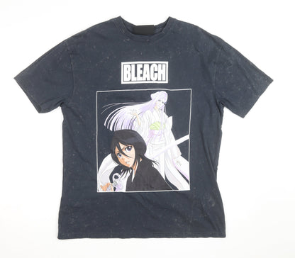 Bleach Anime Unisex Adults Black Crew Neck Cotton Short Sleeve T-Shirt Size S