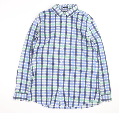 Banana Republic Men's Blue Check Grant Fit XL Button-Up Shirt