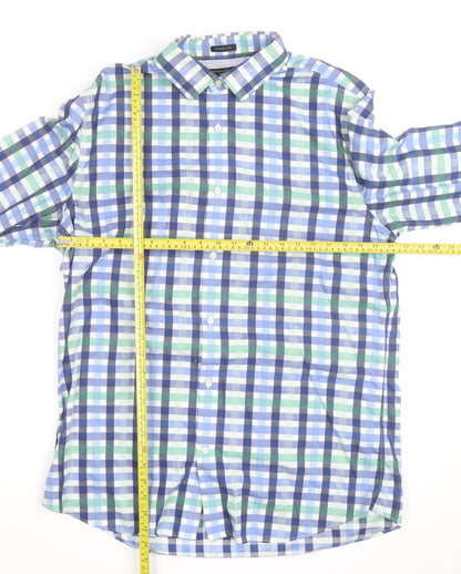 Banana Republic Men's Blue Check Grant Fit XL Button-Up Shirt